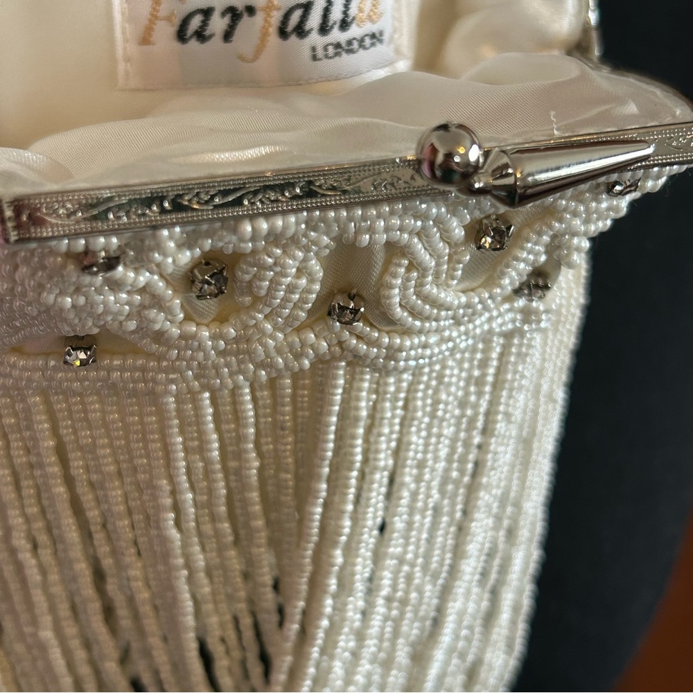 Farfalla London Elegant White Beaded Evening Bag - Picture 8 of 9